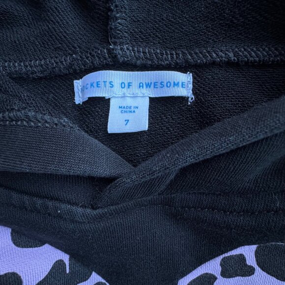 ROCKETS OF AWESOME Sweatshirt Hoodie Dress Girls 7 Black Purple Leopard - Picture 6 of 7